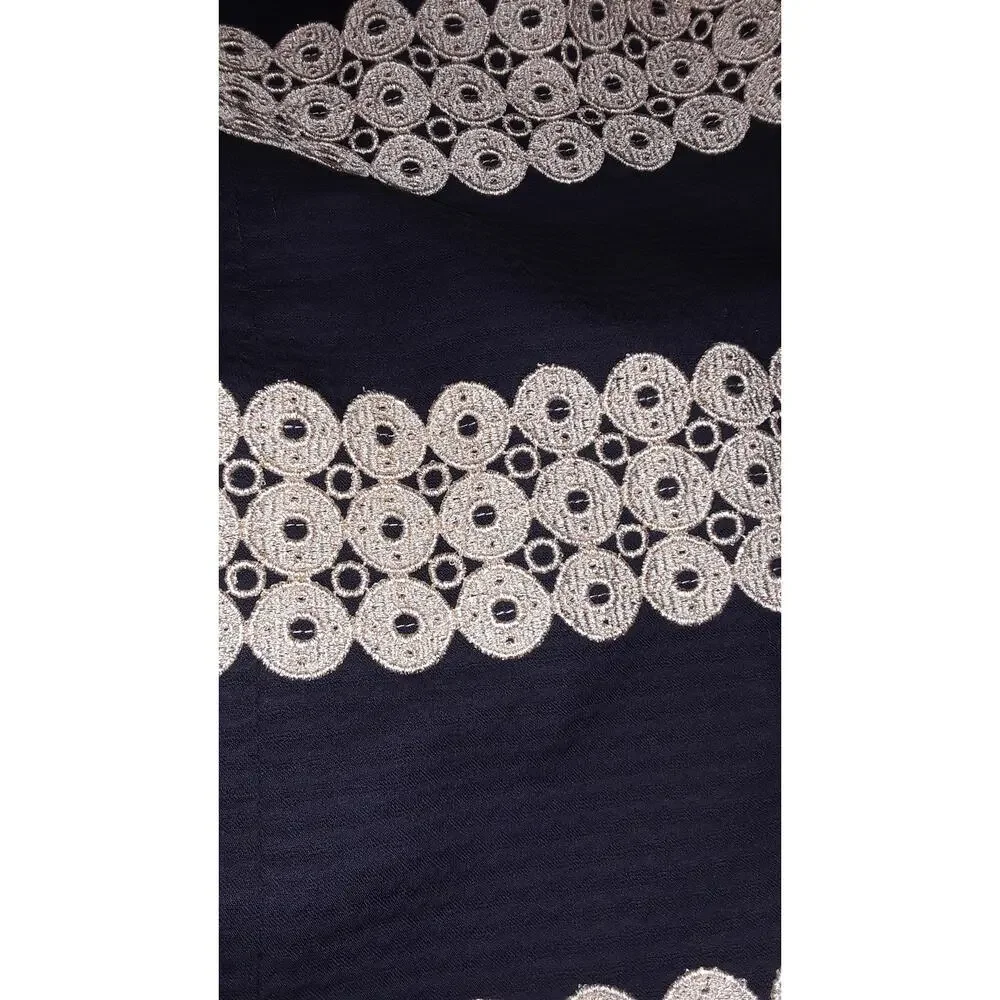 Lilly Pulitzer Sz 2 ANNABELLE Navy & Gold Metallic Applique Shift Dress - Picture 7 of 7